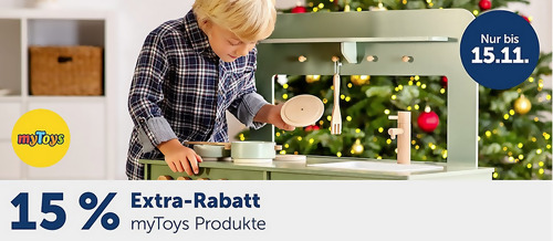 myToys.de - 15% Extra-Rabatt auf myToys Produkte: z.B. myToys Parkgarage aus Holz inkl. Autos, 10-tlg. (ca. 48 x 36 x 38 cm) myToys.de - 15% Extra-Rabatt auf myToys Produkte: z.B. myToys Parkgarage aus Holz inkl. Autos, 10-tlg. (ca. 48 x 36 x 38 cm)