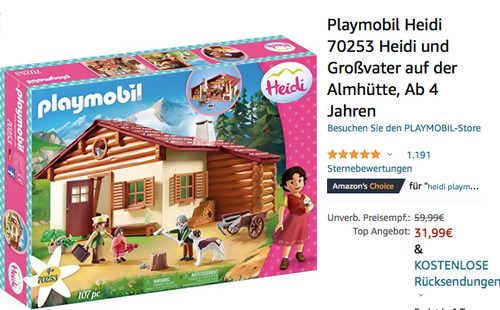 Playmobil 70253 - Heidi und Großvater auf der Almhütte - Konstruktionsspielzeug Playmobil 70253 - Heidi und Großvater auf der Almhütte - Konstruktionsspielzeug