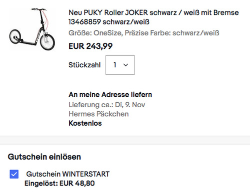 PUKY Roller JOKER, schwarz/weiß (2 Bremsen, ab 8 Jahren) PUKY Roller JOKER, schwarz/weiß (2 Bremsen, ab 8 Jahren)
