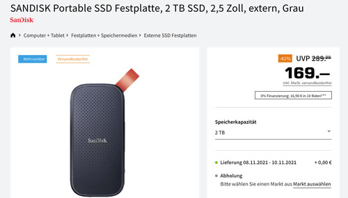 SANDISK SDSSDE30-2T00-G25 Portable 2 TB SSD Festplatte, grau (USB 3.2 Gen 2, 2.5 Zoll,, max. 520 MB/s) SANDISK SDSSDE30-2T00-G25 Portable 2 TB SSD Festplatte, grau (USB 3.2 Gen 2, 2.5 Zoll,, max. 520 MB/s)