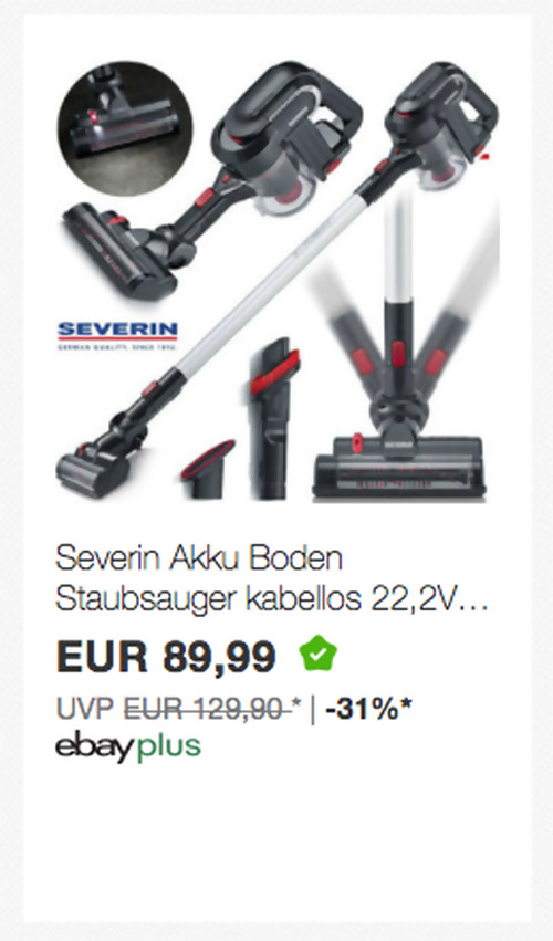 Severin HV7157 2in1 Akku Hand- & Stielsauger (22,2V, HEPA, max. 30 min, Motorbürste) - jetzt 8% billiger Severin HV7157 2in1 Akku Hand- & Stielsauger (22,2V, HEPA, max. 30 min, Motorbürste) - jetzt 8% billiger