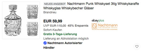 Spiegelau & Nachtmann PUNK Whisky-Set, 3tlg. (750 ml Karaffe + 2x Whiskeybecher 348 ml) - jetzt 17% billiger
