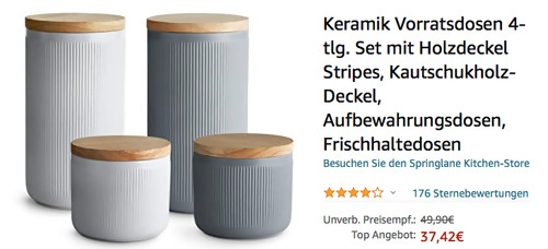 Springlane Kitchen 943609 Keramik Vorratsdosen 4-tlg. Set, hellgrau/weiß & hellgrau Springlane Kitchen 943609 Keramik Vorratsdosen 4-tlg. Set, hellgrau/weiß & hellgrau