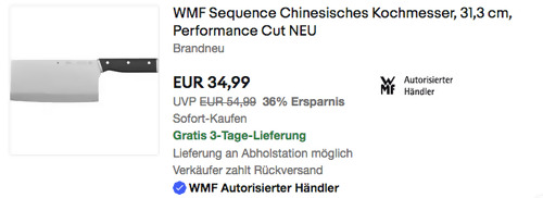 WMF Sequence 31,3 cm Chinesisches Kochmesser, Performance Cut Technologie - jetzt 20% billiger
