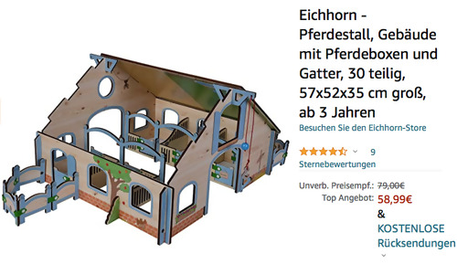Eichhorn 57x52x35 cm Pferdestall - Gebäude mit 5 Pferdeboxen Eichhorn 57x52x35 cm Pferdestall - Gebäude mit 5 Pferdeboxen