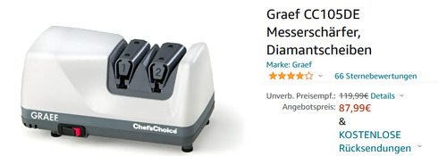 Graef CC105DE Messerschärfer mit Diamantscheiben - jetzt 8% billiger Graef CC105DE Messerschärfer mit Diamantscheiben - jetzt 8% billiger