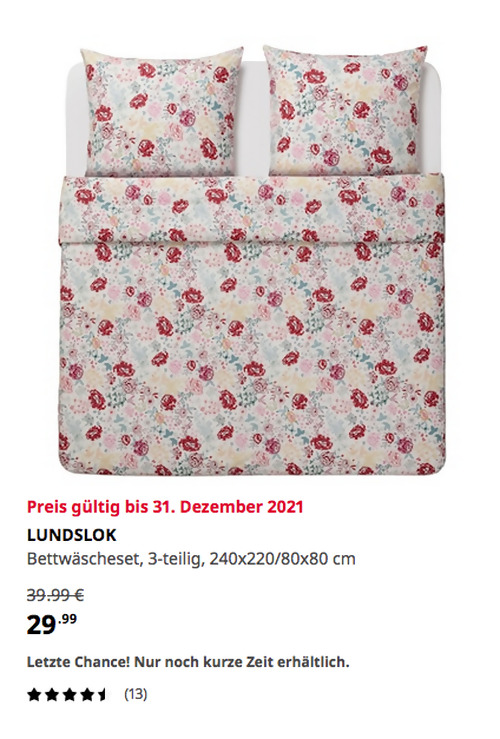 IKEA Halle/Leipzig - LUNDSLOK Bettwäscheset, 3-teilig, bunt, 240x220/80x80 cm - jetzt 25% billiger IKEA Halle/Leipzig - LUNDSLOK Bettwäscheset, 3-teilig, bunt, 240x220/80x80 cm - jetzt 25% billiger