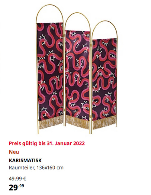 IKEA Hanau KARISMATISK Raumteiler, lila... für 29,99€ (40)