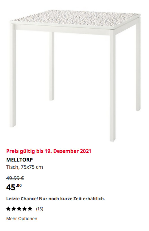 IKEA Regensburg - MELLTORP Tisch, Mosaikmuster/weiß, 75x75 cm - jetzt 10% billiger