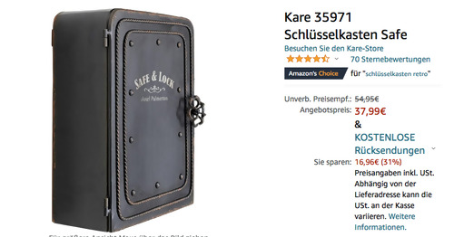 Kare 35971 Schlüsselkasten, 13 x 24 x 31 cm Kare 35971 Schlüsselkasten, 13 x 24 x 31 cm