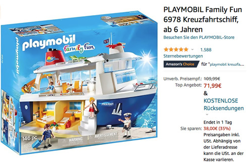 PLAYMOBIL Family Fun 6978 Kreuzfahrtschiff, ca. 74/76x36x33 cm PLAYMOBIL Family Fun 6978 Kreuzfahrtschiff, ca. 74/76x36x33 cm