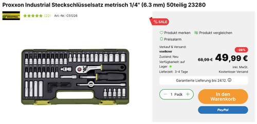 Proxxon Industrial 23280 Steckschlüsselsatz 1/4" (6.3 mm), 50-teilig Proxxon Industrial 23280 Steckschlüsselsatz 1/4" (6.3 mm), 50-teilig