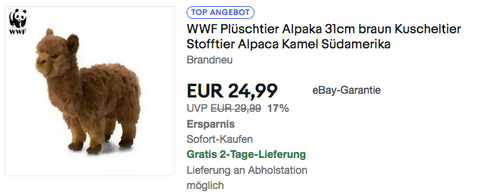 WWF Plüschtier Alpaka 31cm, braun WWF Plüschtier Alpaka 31cm, braun