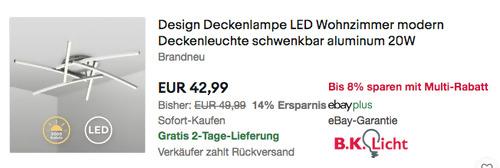 B.K.Licht BKL1413 6-flammige geschwungene 24W LED-Deckenleuchte (3.000K, 2880 Lumen) B.K.Licht BKL1413 6-flammige geschwungene 24W LED-Deckenleuchte (3.000K, 2880 Lumen)