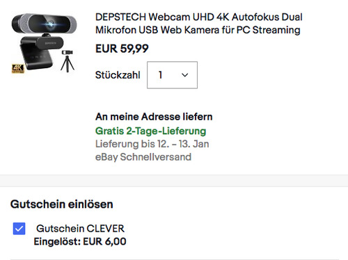 DEPSTECH DW49 4K Webcam (Autofokus, Dual Mikrofon) DEPSTECH DW49 4K Webcam (Autofokus, Dual Mikrofon)