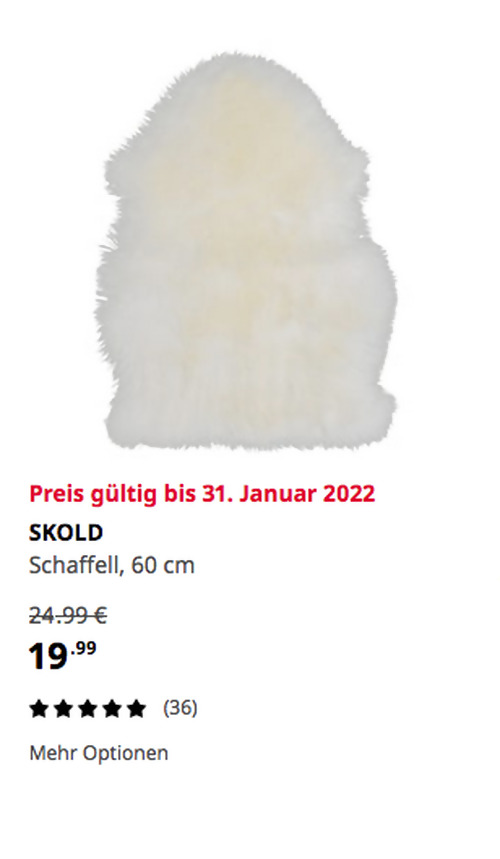 IKEA Braunschweig - SKOLD Schaffell, weiß, 60 cm - jetzt 20% billiger
