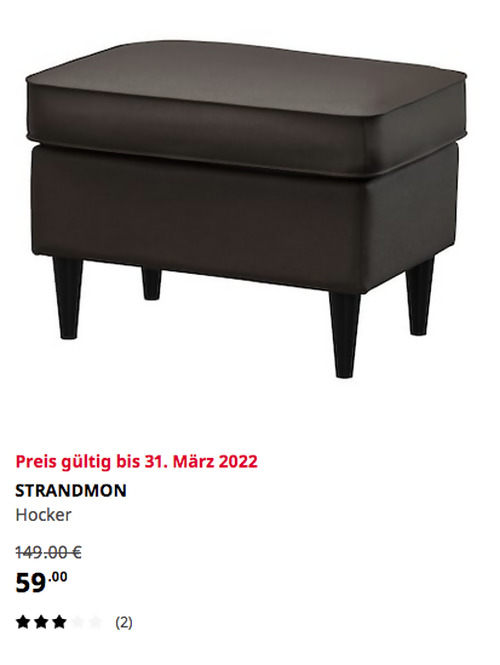 IKEA Bremerhaven - STRANDMON Hocker, Grann/Bomstad dunkelbraun, 60 x 44x 40 cm - jetzt 60% billiger