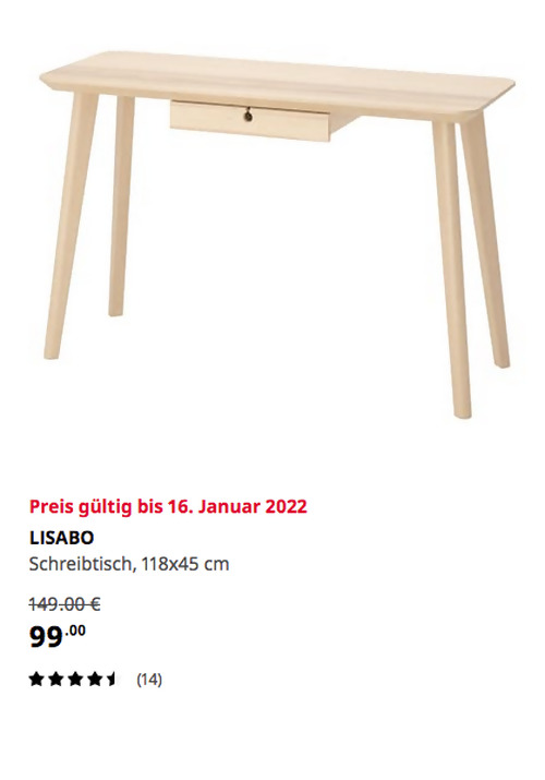 IKEA Chemnitz - LISABO Schreibtisch, Eschenfurnier, 118x45 cm IKEA Chemnitz - LISABO Schreibtisch, Eschenfurnier, 118x45 cm