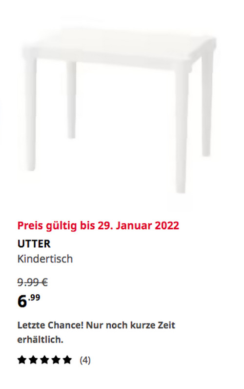 IKEA München-Eching - UTTER Kindertisch, drinnen/draußen/weiß, 58 x 42 x 43 cm - jetzt 30% billiger