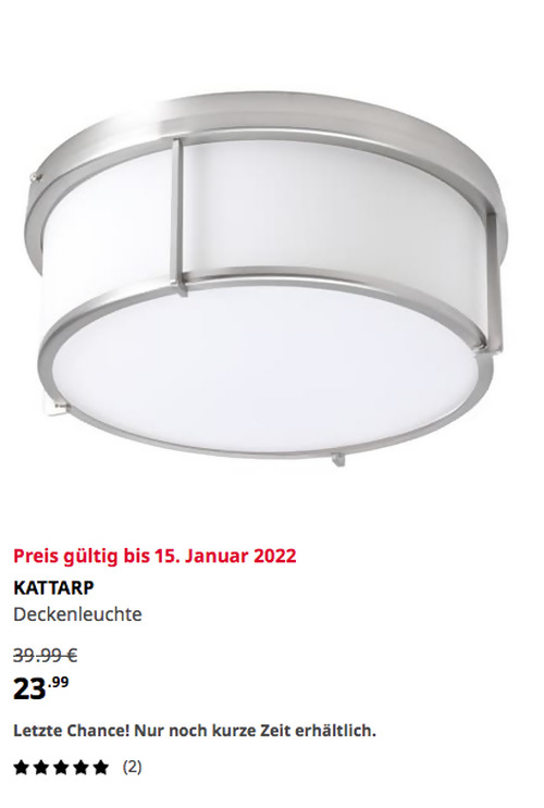 IKEA Nürnberg/Fürth - KATTARP Deckenleuchte, Glas, Stahl, 33 x 13 cm IKEA Nürnberg/Fürth - KATTARP Deckenleuchte, Glas, Stahl, 33 x 13 cm