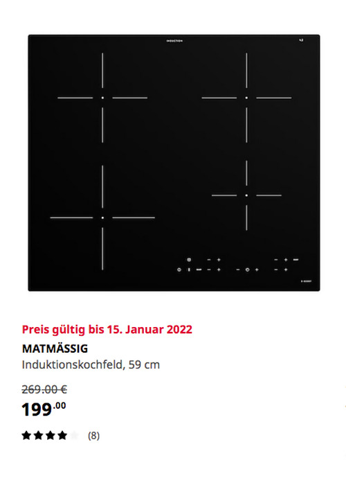 IKEA Sindelfingen - MATMÄSSIG Induktionskochfeld, IKEA 300 schwarz, 59 cm IKEA Sindelfingen - MATMÄSSIG Induktionskochfeld, IKEA 300 schwarz, 59 cm
