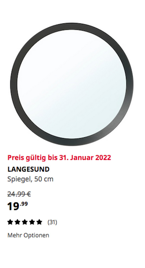 IKEA Würzburg - LANGESUND Spiegel, dunkelgrau, 50 cm IKEA Würzburg - LANGESUND Spiegel, dunkelgrau, 50 cm