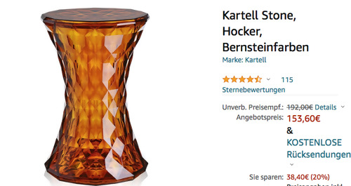 Kartell - Stone Hocker in Bernsteinfarben, ?30 x 45 cm Kartell - Stone Hocker in Bernsteinfarben, ?30 x 45 cm