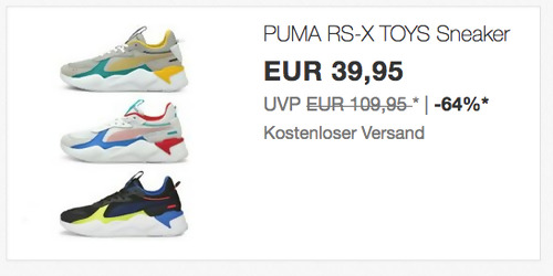 PUMA RS-X TOYS Unisex Sneaker, versch. Farben (39-48,5) - jetzt 47% billiger PUMA RS-X TOYS Unisex Sneaker, versch. Farben (39-48,5) - jetzt 47% billiger