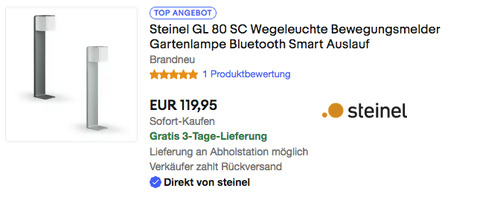 Steinel GL 80 SC LED-Wegeleuchte mit Bewegungsmelder, anthrazit oder silber (9,5 W, 633 lm, Bluetooth, 633 mm hoch) Steinel GL 80 SC LED-Wegeleuchte mit Bewegungsmelder, anthrazit oder silber (9,5 W, 633 lm, Bluetooth, 633 mm hoch)