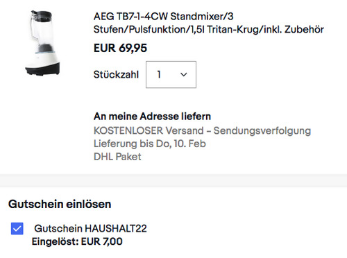 AEG TB7-1-4CW Standmixer (900 W, 3 Stufen, 1,5l Tritan-Krug, inkl. Zubehör) - jetzt 30% billiger AEG TB7-1-4CW Standmixer (900 W, 3 Stufen, 1,5l Tritan-Krug, inkl. Zubehör) - jetzt 30% billiger
