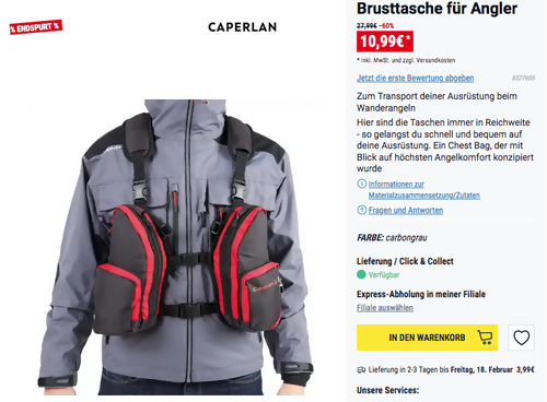 CAPERLAN Brusttasche für Angler, 6 Taschen CAPERLAN Brusttasche für Angler, 6 Taschen