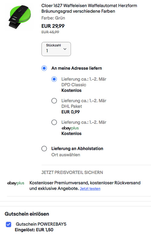 Cloer 1627 Herzform Waffeleisen, versch. Farben - jetzt 25% billiger Cloer 1627 Herzform Waffeleisen, versch. Farben - jetzt 25% billiger