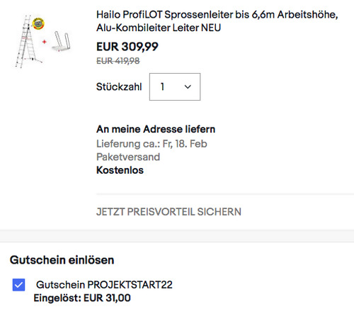 Hailo 9309-107 ProfiLOT 3-teilige Alu-Kombileiter mit LOT-System, bis 6,6m Arbeitshöhe - jetzt 13% billiger