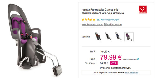 hamax Fahrradsitz "Caress" in Grau/Lila (bis zu 22 kg, abschließbare Halterung) hamax Fahrradsitz "Caress" in Grau/Lila (bis zu 22 kg, abschließbare Halterung)