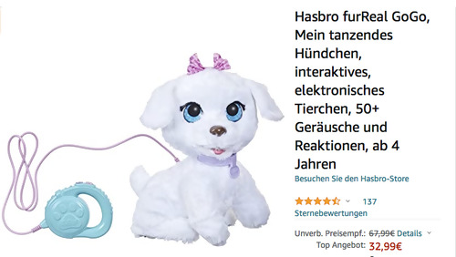 Hasbro furReal GoGo - Mein tanzendes Hündchen (50+ Geräusche und Reaktionen) - jetzt 19% billiger Hasbro furReal GoGo - Mein tanzendes Hündchen (50+ Geräusche und Reaktionen) - jetzt 19% billiger