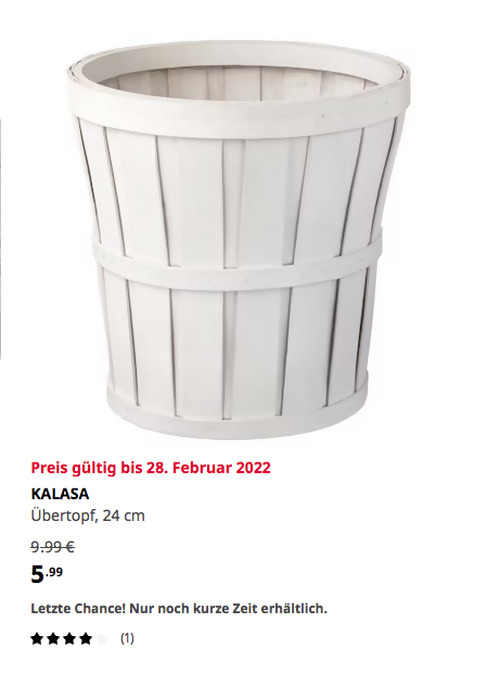 IKEA Hamburg-Moorfleet - KALASA Übertopf, weiß, 24 cm, massive Espe - jetzt 40% billiger IKEA Hamburg-Moorfleet - KALASA Übertopf, weiß, 24 cm, massive Espe - jetzt 40% billiger