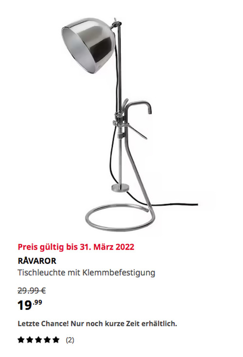 IKEA Rostock - RÅVAROR Tischleuchte mit Klemmbefestigung, Edelstahl, max. 56 cm hoch - jetzt 33% billiger IKEA Rostock - RÅVAROR Tischleuchte mit Klemmbefestigung, Edelstahl, max. 56 cm hoch - jetzt 33% billiger