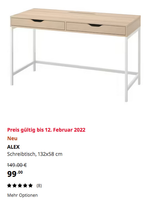 IKEA Sindelfingen - ALEX Schreibtisch, weiß las./Eichenachbildung, 132x58 cm - jetzt 34% billiger IKEA Sindelfingen - ALEX Schreibtisch, weiß las./Eichenachbildung, 132x58 cm - jetzt 34% billiger