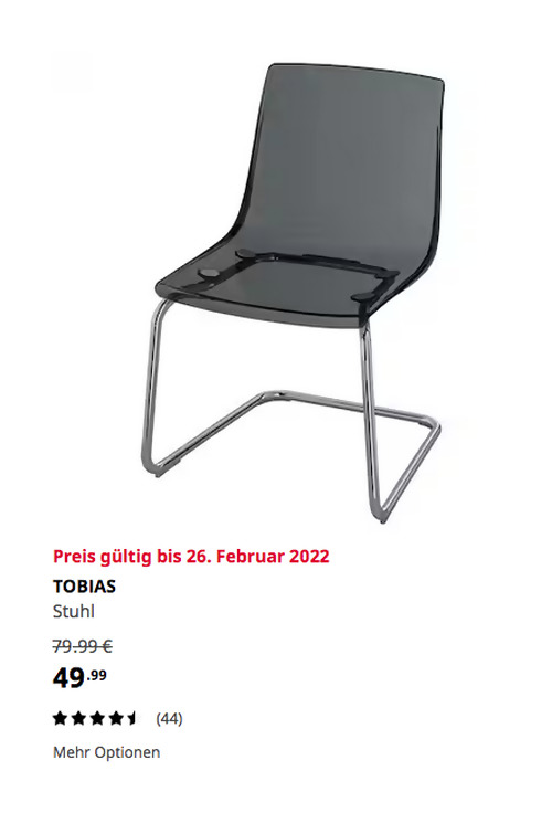 IKEA Sindelfingen - TOBIAS Stuhl, grau/verchromt IKEA Sindelfingen - TOBIAS Stuhl, grau/verchromt
