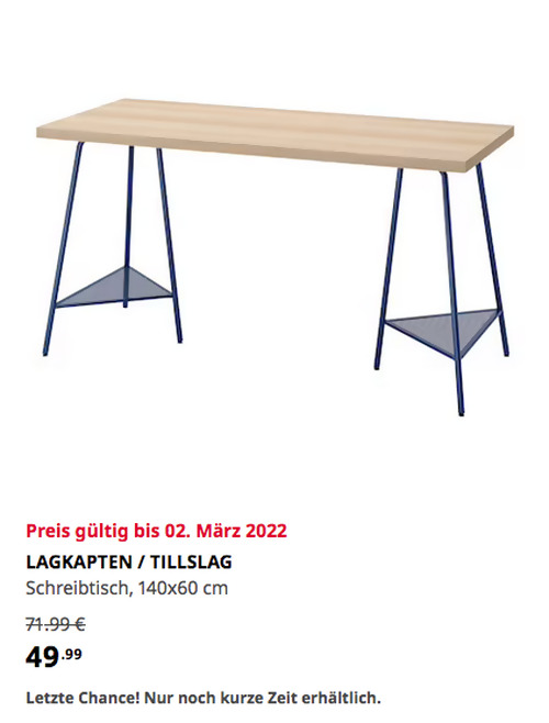 IKEA Würzburg - LAGKAPTEN / TILLSLAG Schreibtisch, Eicheneff wlas dunkelblau, 140x60 cm - jetzt 31% billiger IKEA Würzburg - LAGKAPTEN / TILLSLAG Schreibtisch, Eicheneff wlas dunkelblau, 140x60 cm - jetzt 31% billiger