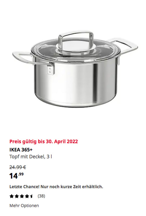 IKEA Walldorf - IKEA 365+ Topf mit Deckel, Edelstahl/Glas, 3 l - jetzt 40% billiger IKEA Walldorf - IKEA 365+ Topf mit Deckel, Edelstahl/Glas, 3 l - jetzt 40% billiger