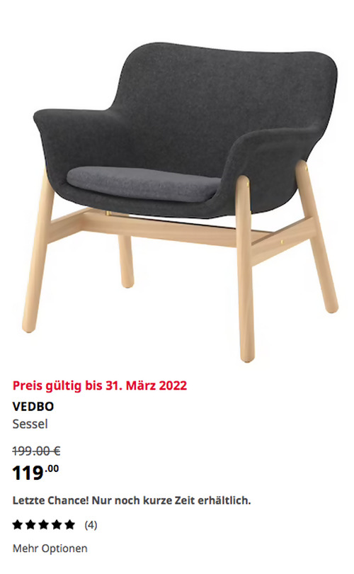 IKEA Wuppertal - VEDBO Sessel, Gunnared dunkelgrau - jetzt 40% billiger