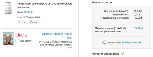 Philips Avent Luftreiniger AC0819/10 für Räume bis 49m2 - jetzt 21% billiger Philips Avent Luftreiniger AC0819/10 für Räume bis 49m2 - jetzt 21% billiger