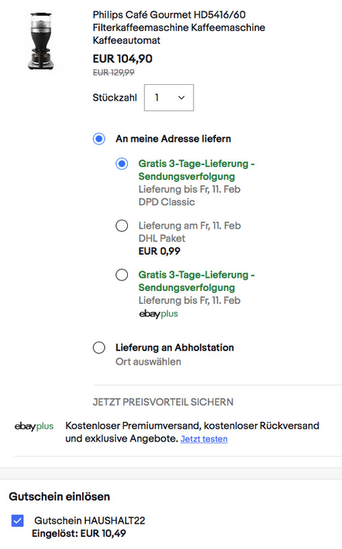 Philips Café Gourmet HD5416/60 Filterkaffeemaschine (1,25 Liter, Boil and Brew) - jetzt 10% billiger