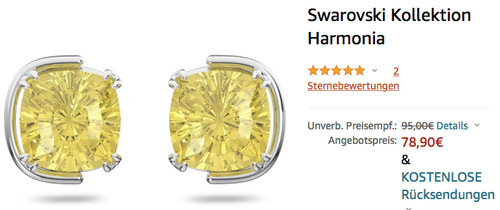 Swarovski 5616511 Harmonia Ohrstecker mit gelben Kristallen - jetzt 17% billiger