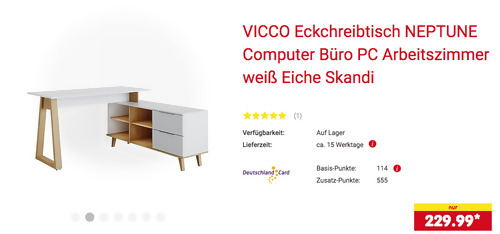 VICCO Eckchreibtisch NEPTUNE mit Großkommode - jetzt 8% billiger