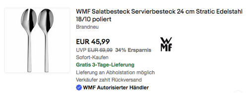 WMF 2-tlg. 24 cm Salatbesteck Stratic, Edelstahl 18/10 poliert - jetzt 8% billiger