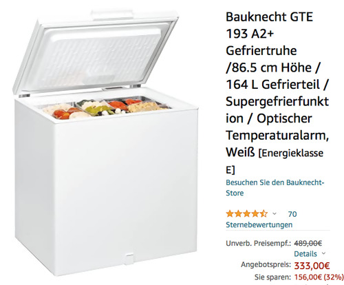 Bauknecht GTE 193 A2+ Gefriertruhe (164 L, 86.5 cm hoch) - jetzt 11% billiger
