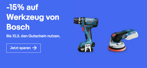 Ebay - 15% Rabatt auf ausgewähltes Werkzeug von Bosch: z.B. Bosch Professional Handwerkzeug-Set 13tlg. - jetzt 15% billiger