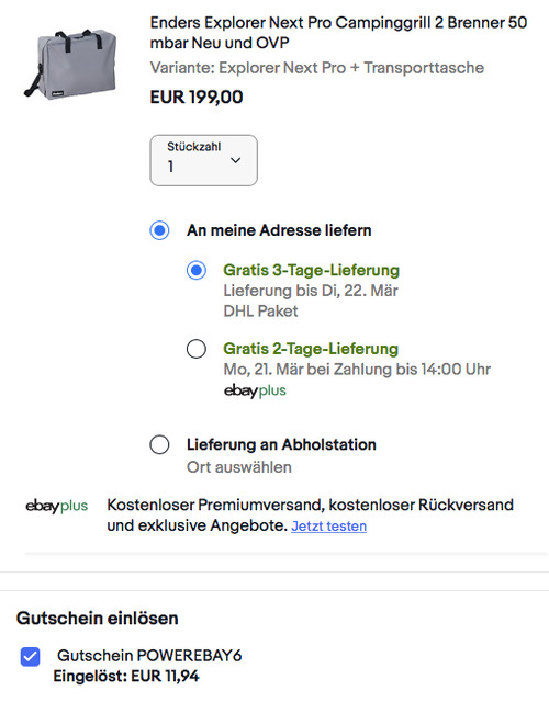 Enders Explorer Next Pro 50 mbar Campinggrill inkl. Transporttasche - jetzt 6% billiger Enders Explorer Next Pro 50 mbar Campinggrill inkl. Transporttasche - jetzt 6% billiger